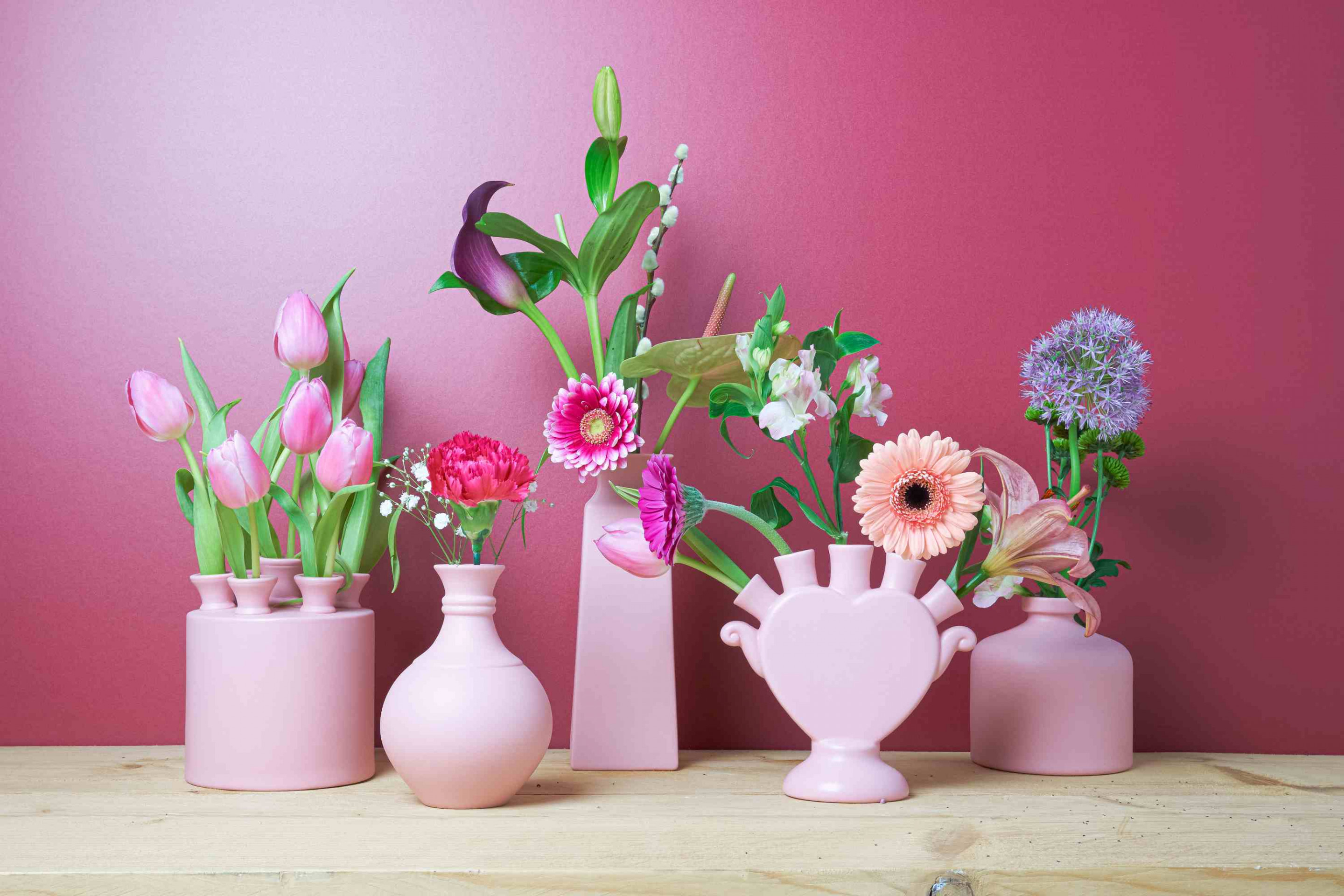 terugtrekken Graag gedaan overhandigen Tulpenvaas 3-delig roze KLEI kopen? » Heinen Delfts Blauw